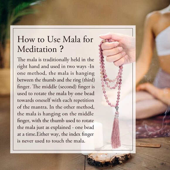 Womens 108 Mala Prayer Beads Wrap Necklace with Long Tassel Healing Crystal Ston - Picture 5 of 7